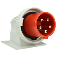 Pin and Sleeve Inlet Devices 888-27017 IEC 60309 Surface Mnt Inlet Down Angled, IP67, 60A 380-415V & 400V, 63A 220/380-240/415V, 6H, IEC 309 International Pin and Sleeve Devices 